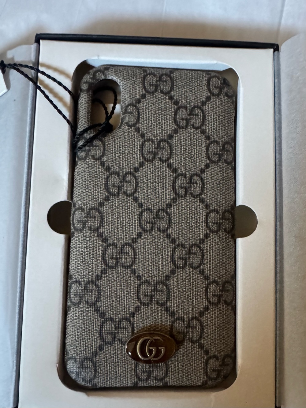 NIB Gucci Ophidia GG Monogram Case for iPhone X/XS Tessuto Beige